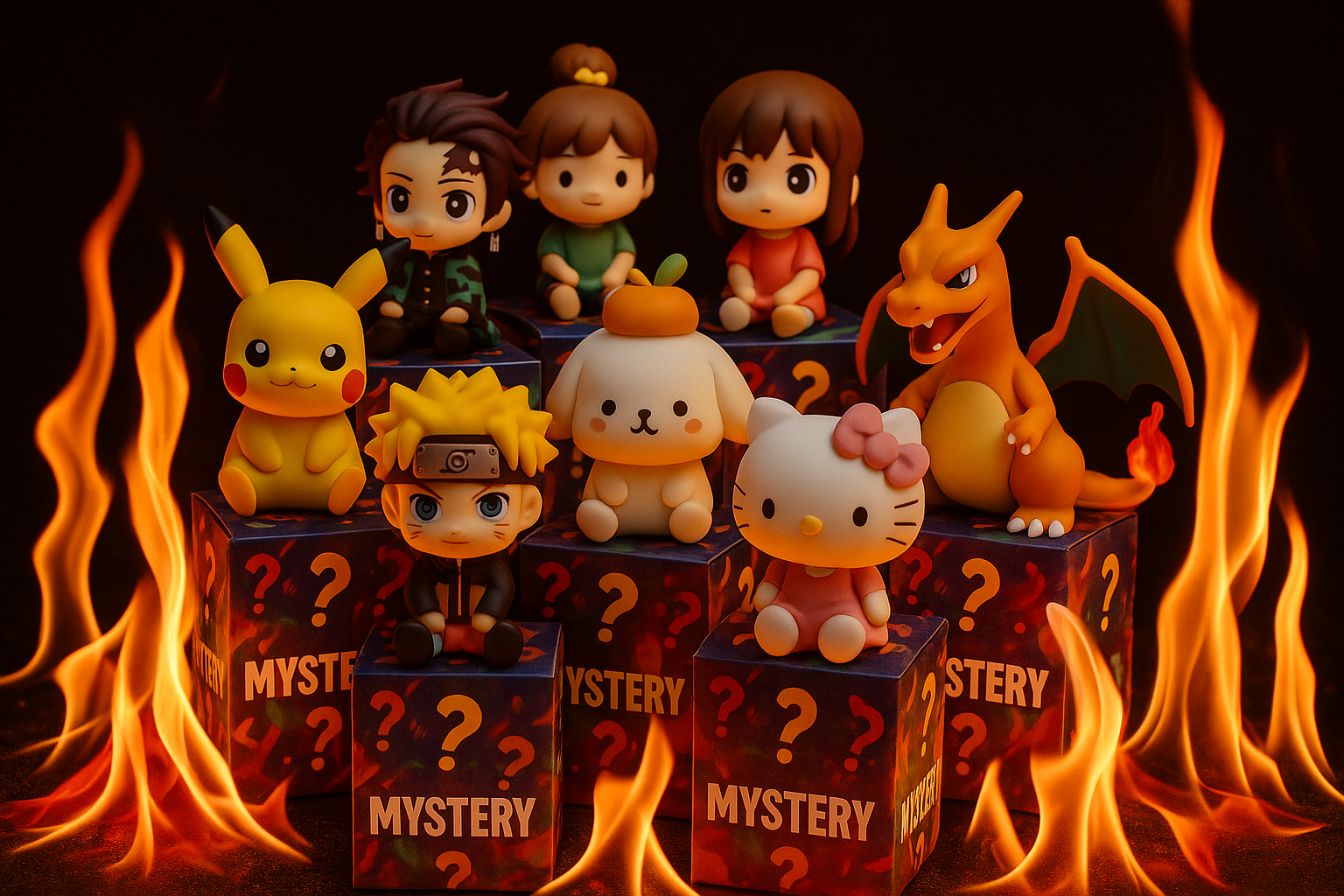 add pokemon, other anime, and some cute original figures on top of the boxes