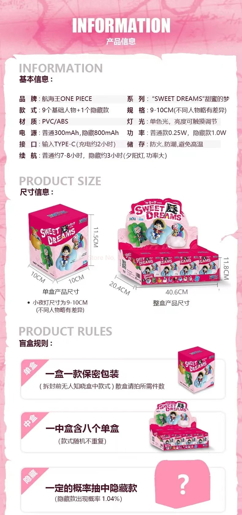 One Piece “Sweet Dreams” Blind Box Night Light Series